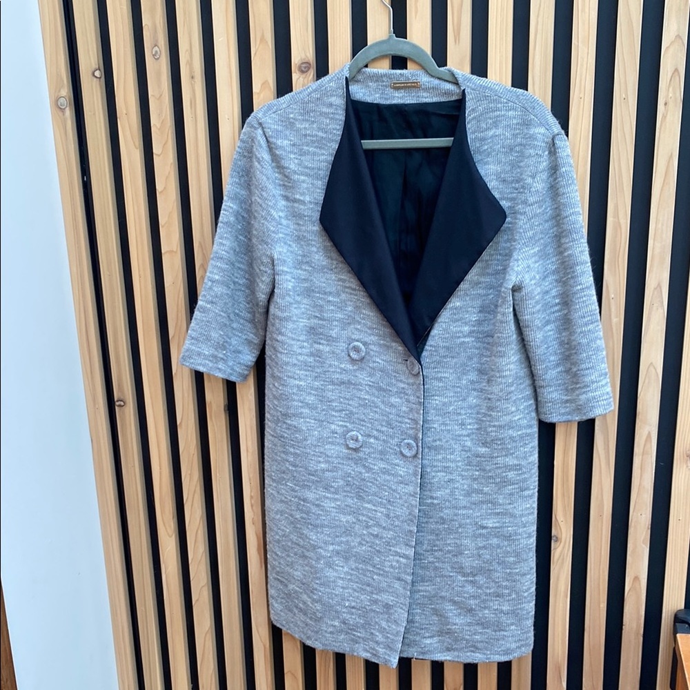 Loeffler Randall Elegant Gray wool silk linen Coat